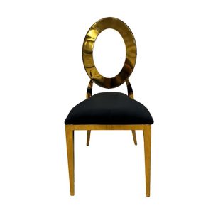 The “O” Back Stainless Steel Chair – Gold & Black
