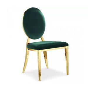 The “O” Back Stainless Steel Chair – Gold & Black (With Cushion)