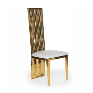 High Back Dining Chair – White & Gold - (Call for Price)