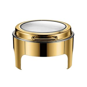 Round Golden Glass-Top Chafing Dish - (Call for Price)